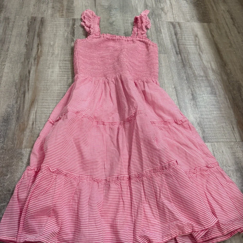 J. Crew Smocked Tiered Dress Pink XS